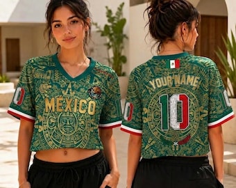 Custom Mexico Soccer Crop Top Jersey, Personalized Soccer Jersey Crop Tee, Mexico Jersey, Bachelorette Outfit, Festival Shirt, Football Fan