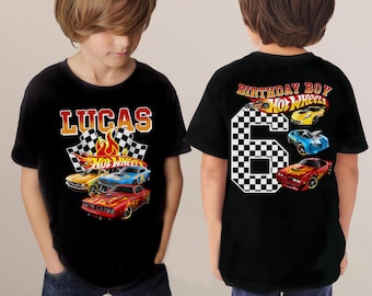 Camiseta de Disney Car Hot Wheels, Camiseta para fiesta de cumpleaños, Camiseta personalizada de cumpleaños familiar, Regalo para niños, Sudaderas con capucha a juego para cumpleaños familiares de Hot Wheels