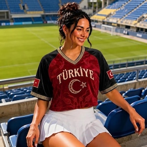 Gepersonaliseerde voetbalshirt Turkije, aangepast rugnummer Türkiye-fanshirt voor heren en dames
