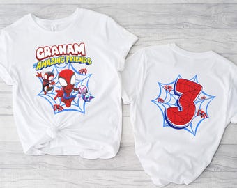 Spiderman Inspired Birthday Tee, Spidey & His friends theme Party, Personalized shirt, Gift Birthday Sweatshirt, family tees, Custom Hoodie