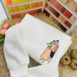 Custom Embroidered Portrait from Photo Sweatshirt, Custom Embroidered Hoodie, Gift for Dad, Gift for Him, Personalized Crewneck, Christmas