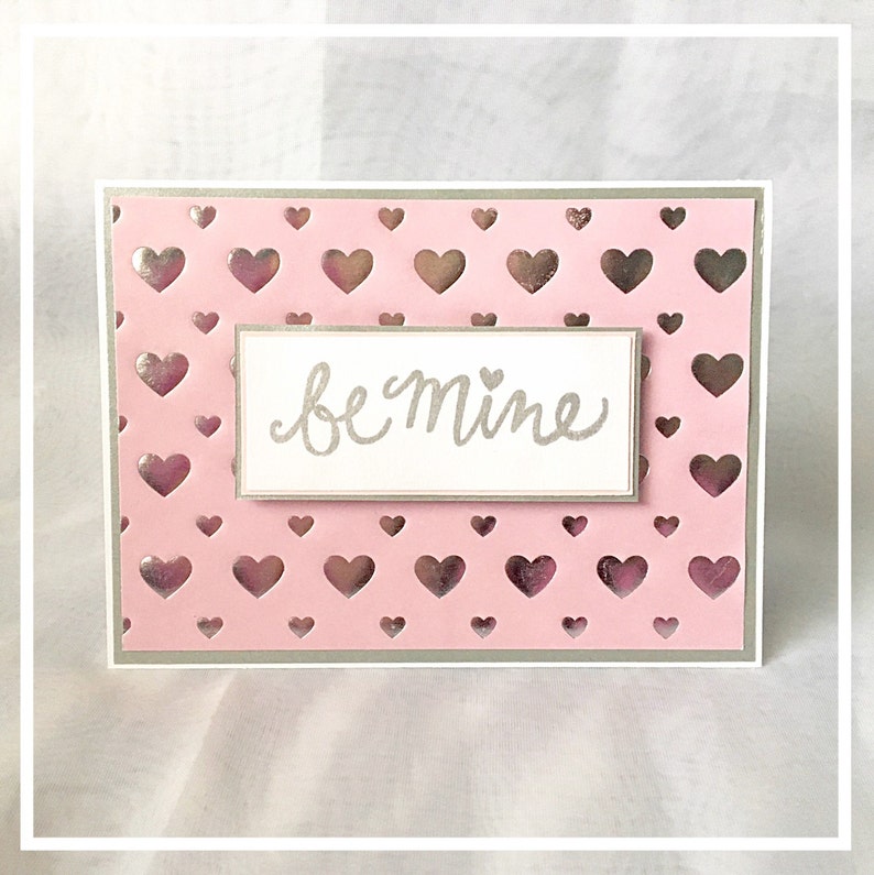 Be Mine Silver Pink Hearts Love Valentine/'s Day