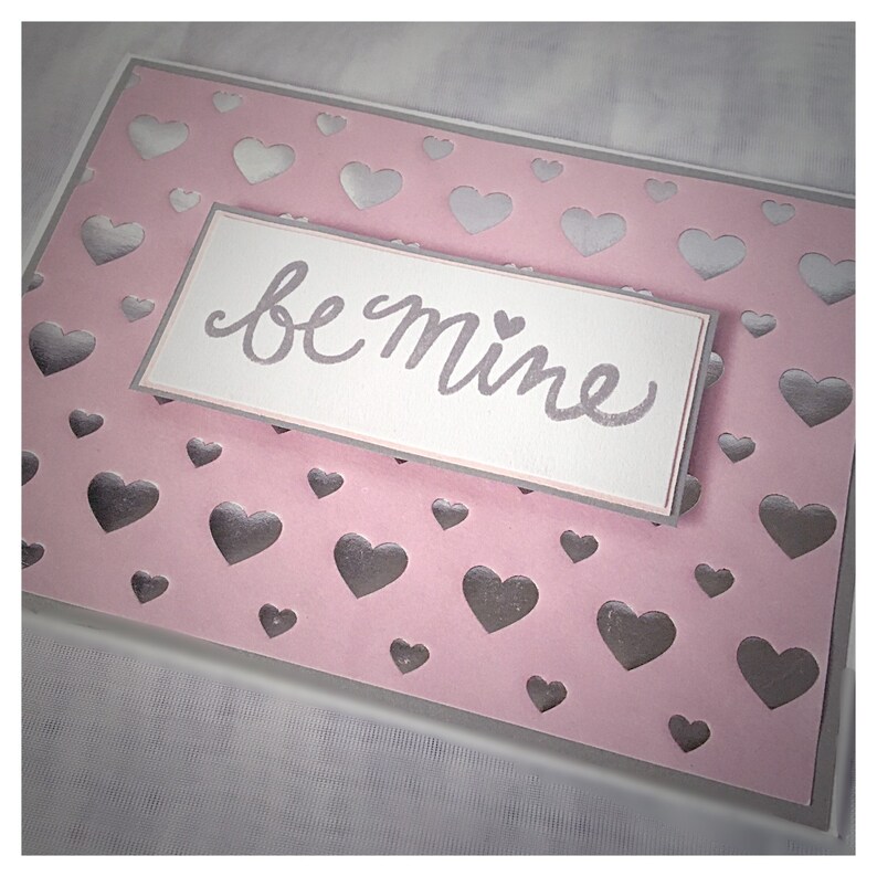 Be Mine Silver Pink Hearts Love Valentine/'s Day