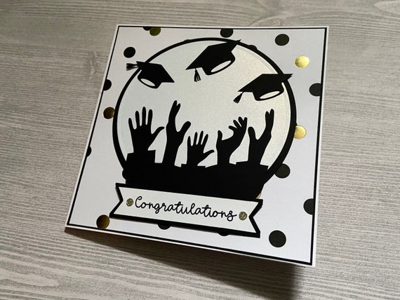 graduation card black white gold etsy