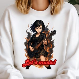 Rock t-shirt ontwerpen png, anime meisjes png, sublimatie ontwerpen png, sweatshirts en hoodies ontwerpen