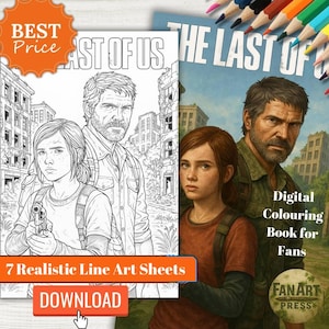 Digital Coloring Pages – The Last of Us Characters and Scenes – 7 Printable Designs for Fans – Instant Download