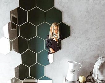 Naklejki ścienne lustrzane 3D Hexagon – zestaw 6 lub 12 elementów