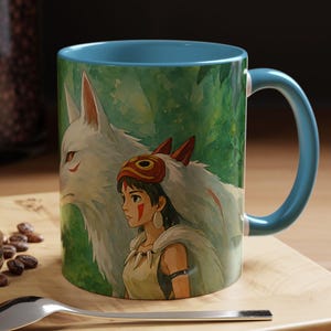 Princess Mononoke Mug: Ghibli Anime Fan Art Ceramic Coffee Cup