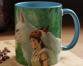 6-5 ジブリ、もののけ姫　マグカップ もののけ姫マグカップ：ジブリアニメファンアート陶器コーヒーカップ