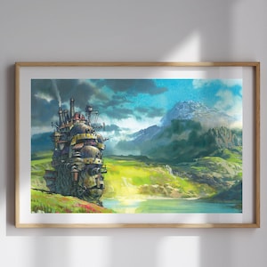 Howl’s Moving Castle Watercolor Print | Ghibli Inspired Digital Download | Whimsical Fantasy Wall Art Poster