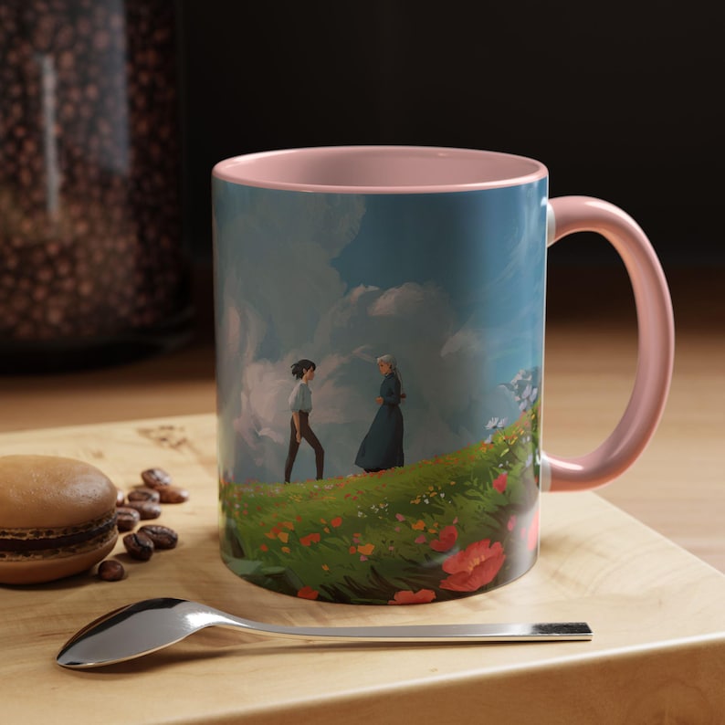 Howl och Sofie-mugg | Howls rörliga slott keramikmugg | Ghibli Anime fanart keramikkaffekopp bild 2