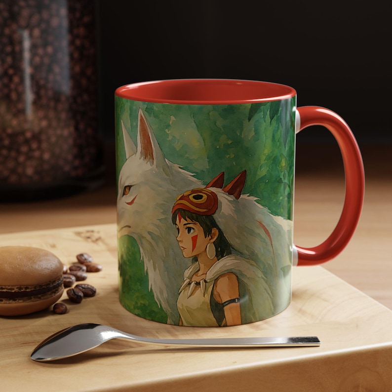 Princess Mononoke Mug: Ghibli Anime Fan Art Ceramic Coffee Cup image 2