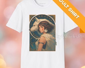 Princess Mononoke T-Shirt | Studio Ghibli Anime Tee | Chihiro No Face Haku Graphic Shirt | Unisex Softstyle Japanese Cartoon Top