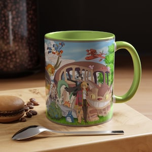Studio Ghibli Inspired Mug | Fan Made Anime MashUp Cup | Howl Totoro Catbus Coffee Mug | Colorful Interior 11oz 15oz Gift