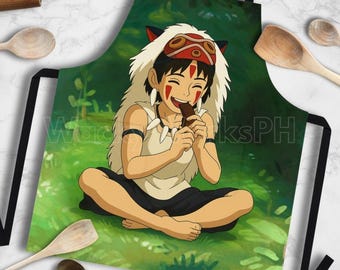 Delantal de la Princesa Mononoke - Ropa de cocina inspirada en Ghibli San Forest