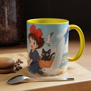 Kiki and Jiji Mug: Ghibli Anime Fan Art Ceramic Coffee Cup image 7