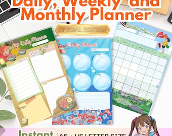 Ponyo Inspired Digital Planner | Aesthetic Daily Weekly Monthly PDF | Ocean Themed Productivity Planner | Instant Download