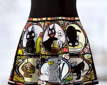 Saia Jiji the Cat Skater - Inspirada no Serviço de Entregas da Kiki - Roupas de Anime - Traje Cosplay Kawaii