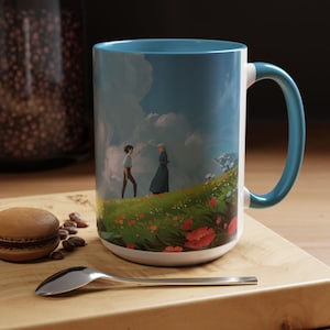 Howl och Sofie-mugg | Howls rörliga slott keramikmugg | Ghibli Anime fanart keramikkaffekopp bild 13