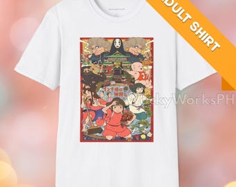 Spirited Away T-Shirt | Studio Ghibli Anime Tee | Chihiro No Face Haku Graphic Shirt | Unisex Softstyle Japanese Cartoon Top