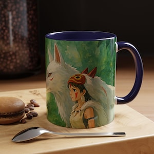 Princess Mononoke Mug: Ghibli Anime Fan Art Ceramic Coffee Cup image 4