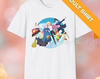 Howls Moving Castle T-Shirt | Studio Ghibli Inspired Shirt | Sophie Howl Calcifer Turnip Head Graphic Shirt | Unisex Softstyle Top