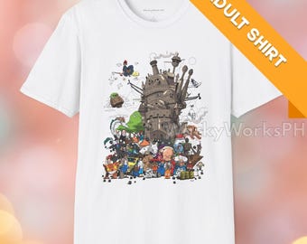 Studio Ghibli inspired T-Shirt | Anime Mashup | Unisex Soft style Anime Tee | Howl’s Moving Castle Spirited Away Totoro Shirt