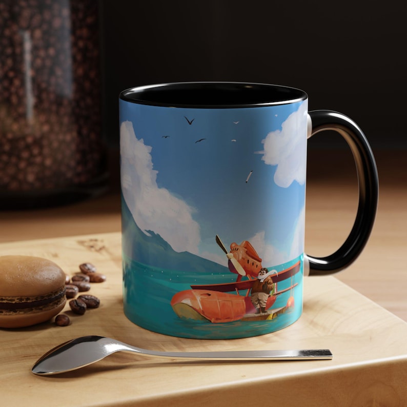 Porco Rosso Inspired Mug | Ghibli Anime Ceramic Cup | Studio Fan Art Coffee Mug | Dishwasher & Microwave Safe image 2
