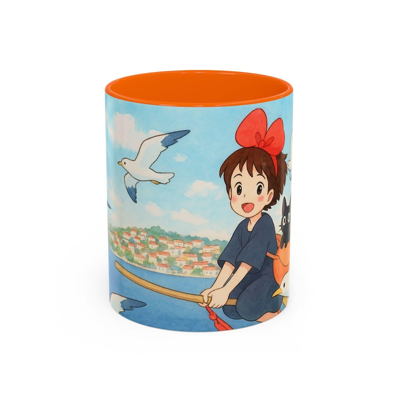 Kiki and Jiji Mug: Ghibli Anime Fan Art Ceramic Coffee Cup image 8
