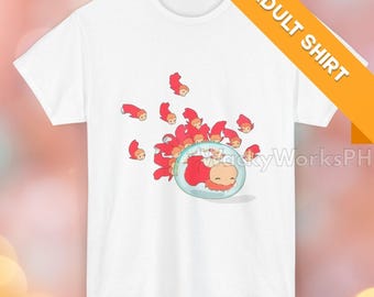 Kawaii Ponyo Unisex Heavy Cotton Tee, Ghibli Shirt