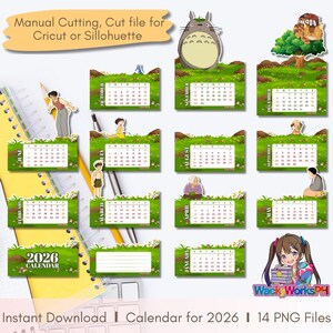 2026 Ghibli-Inspired Printable Calendar – Totoro Calendar | Cricut and Silhouette Cut File | Instant Download image 2