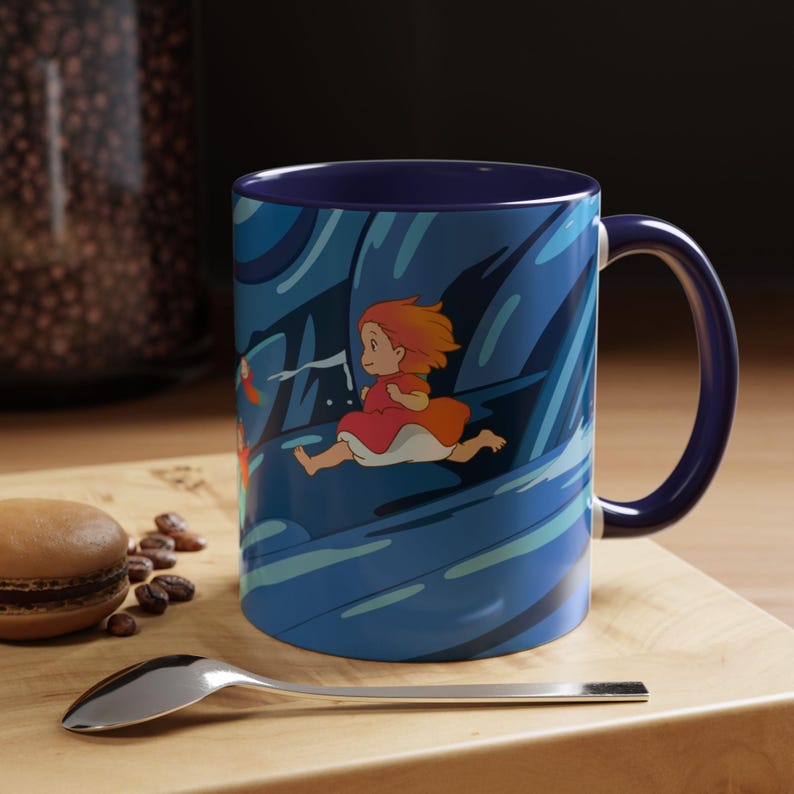 Kawaii Ponyo Inspired Mug | Ghibli Anime Ceramic Cup | Studio Fan Art Coffee Mug image 2