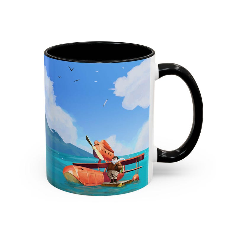 Porco Rosso Inspired Mug | Ghibli Anime Ceramic Cup | Studio Fan Art Coffee Mug | Dishwasher & Microwave Safe image 8