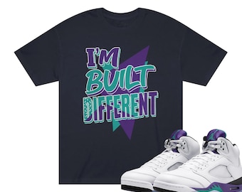 I&#39;m Built Different Jordan 5s Grape, Motivational Shirt, OG Grape, Unisex Classic Tee, Gift for Sneakerheads, Air Jordan Tee, Jordan Shirts