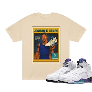 Air Fresh Prince Retro Jordan 5 OG Grape Tee, Unisex, Cool Graphic Shirt, Sneakerhead Style, Unique Gift, Tee Match Sneakers,