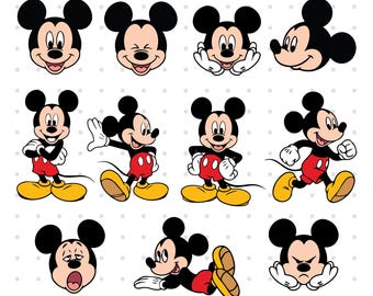 Micky Maus Layered SVG Bundle, Micky Kopf PNG (digitaler Download)