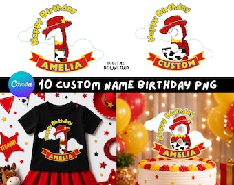 Toy Story Geburtstag Png, benutzerdefinierte Toy Story Geburtstagsname, bearbeitbare Toy Story Png, Geburtstagskind Png