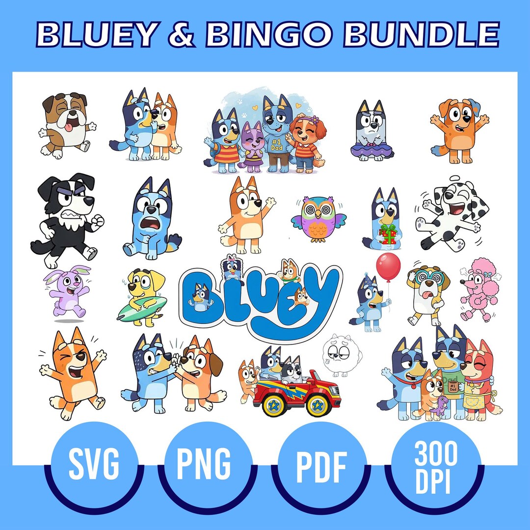 45+ Blue Dog Svg Png Bundle, Bluey Family PNG Bundle, Bluey, Bingo ...