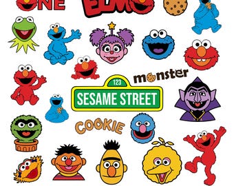 Sesamstraße Monster SVG Bundle, Elmo Geburtstag Clipart (digitaler Download)