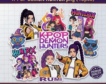 K-Pop Dämonenjäger Clipart Bundle, Huntrix PNG, Idol Gruppe Shirt Design (digitaler Download)