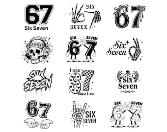 67 Meme SVG-Bundle | Viral Six Seven PNG, Cricut Cut Dateien (Digitaler Download)