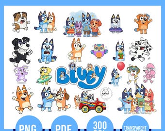 Bluey Familie PNG Bundle, Bingo Sublimationsgrafik (Digitaler Download)