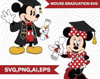 Maus Abschluss SVG, Klasse von 2026, Mickey Minnie PNG (digitaler Download)