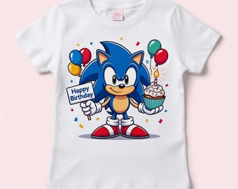 Sonic Hedgehog Geburtstag Clipart PNG Bundle, Kinder Party Shirt Design (digitaler Download)