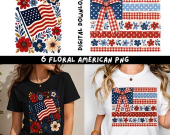 Amerikanische Flagge Blumen PNG, Volkskunst Vaterländisches Hemd, Wildblumen Rot Weiß Blau Botanisch, 4. Juli 250, digitaler Download