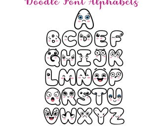 Doodle Buchstaben SVG Alphabet Bundle | Handgeschriebene Outlines (Instant Download)