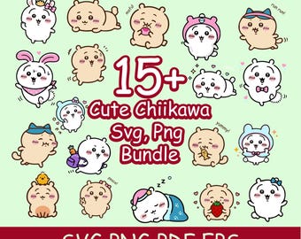 15種類以上のかわいいちいさわSVGバンドル、ちびちいさわステッカー、かわいいカワイイPNG＆SVG、即時ダウンロード