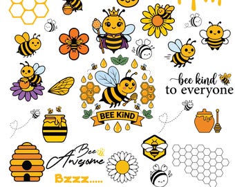 Bee SVG Bundle, Bienenwabe, Hive, Queen Bee Clipart (digitaler Download)