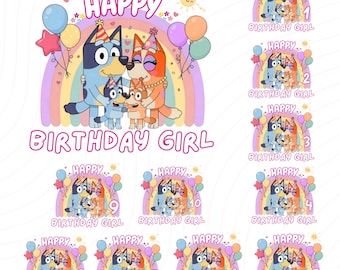 Bluey Birthday Girl PNG, Familie passendes Shirt Design (digitaler Download)