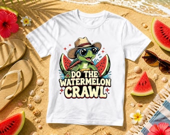 Cowboy Schildkröte Wassermelone PNG, Sommer Strand Urlaub Sublimation (digitaler Download)